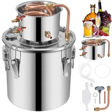 3Gal 12L Water Wine Alcohol Distiller Moonshine Still Silicone Tube Copper