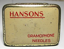 Rare Boîte Aiguilles Gramophone HANSONS 1930 Needles Tin Phono Nadeldose C3