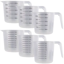 6 - 16 oz (500 ml) Plastic Graduated Measuring Cups, Kitchen Measure Mix Ounces