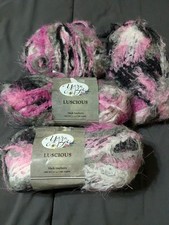 NEW 4 Skeins Yarn Bee Luscious Black Raspberry 5 Bulky Polyamide Pink / Black