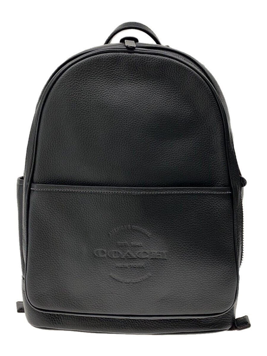 COACH Black Leather Backpack Solid Color Design