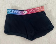 Wonder Nation Play Shorts Girls Small Black Printed Inner Elastic Waist Pull On