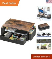 Elegant Ergonomic Desk Organizer  Monitor Stand Riser with Drawer  Pen Holders