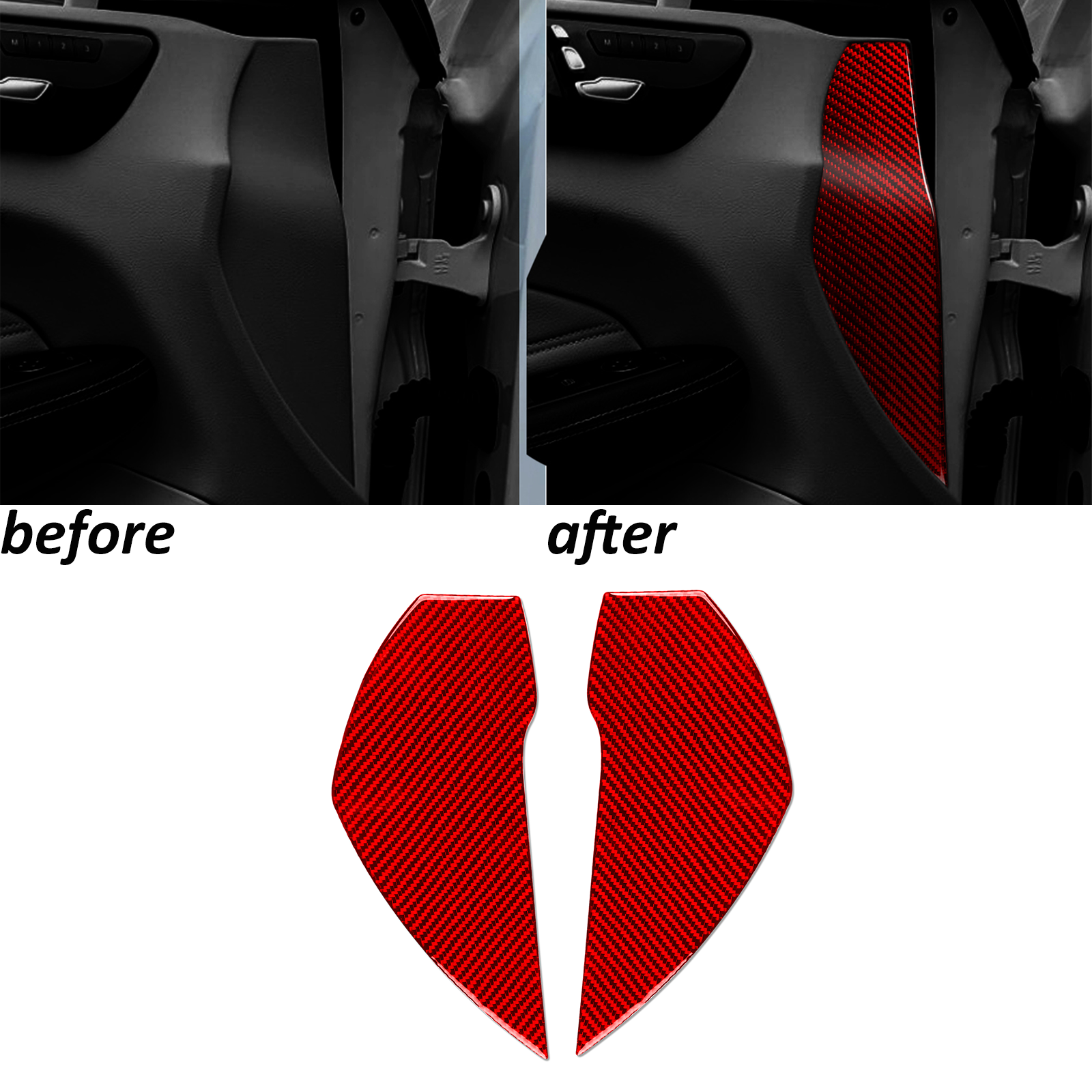 Red Carbon Fiber Dashboard Side Slot Panel Trim For Benz GLE GLS W166 X166 X164