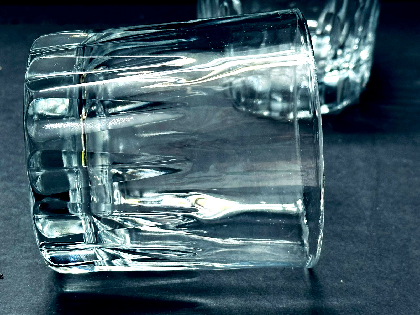 Vintage Set 2 CRISA Signed Clear Glass Whiskey Rocks Bourbon Double Old Fashion