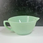 Vintage Fire King Green Jadeite Oven Ware Mixing Batter Bowl with Spout D Handle