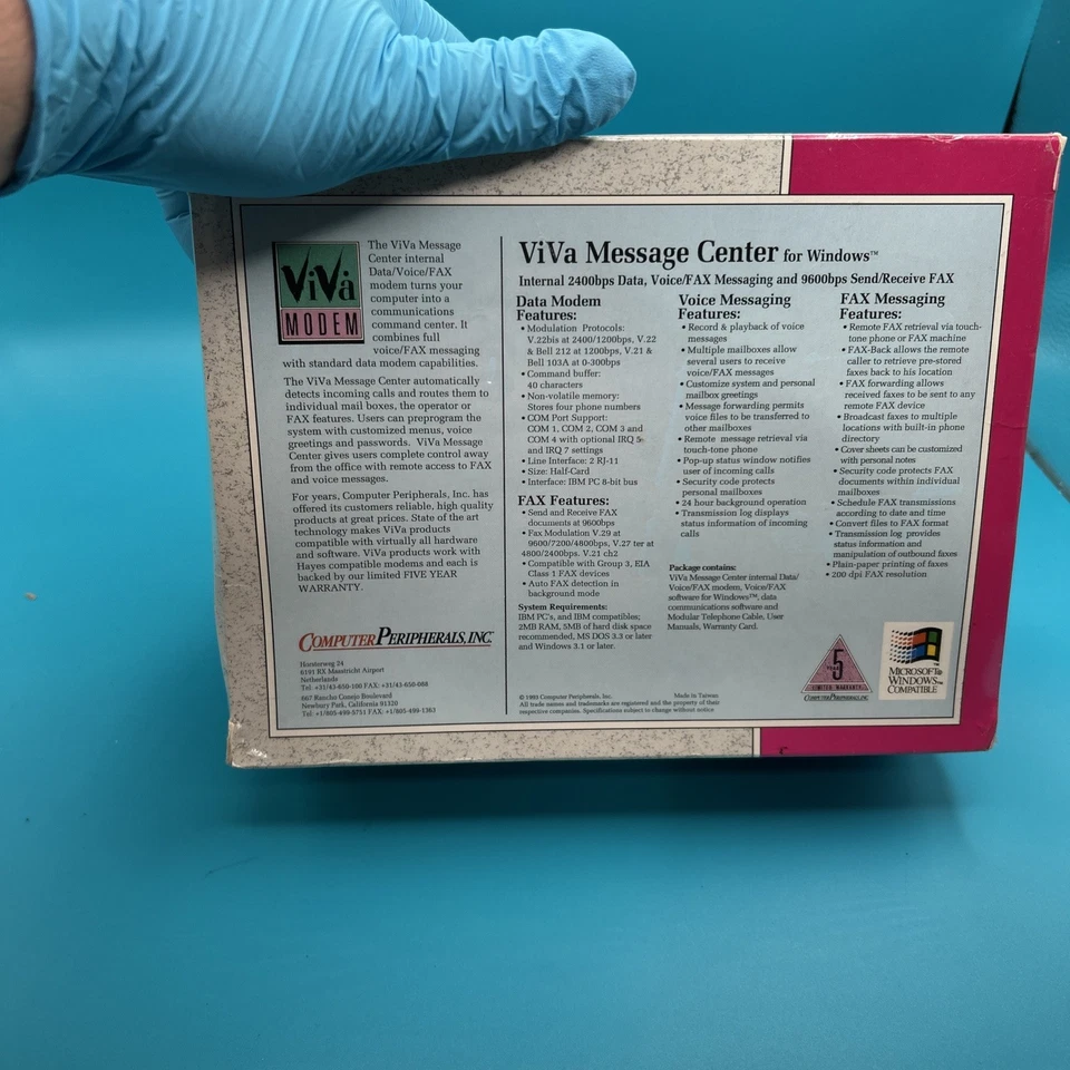 Computer Peripherals ViVa 2400 Internal ISA Fax/Data Modem - factory seal 1993 - Image 4 of 4