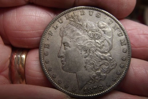 1878-P 7TF Reverse of 79 First Year Morgan Silver Dollar AU Toned Originall