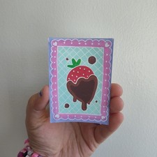 ACEO Original Chocolate Strawberry Valentines Day Acrylic On Watercolor Paper