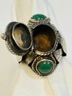 Vintage Sterling Silver Turquoise Poison Ring Size 8/ Adjustable — photo 4