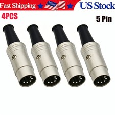 4x 5 Pin DIN Male Plug MIDI Connector Heavy Duty Metal Solder for Audio Cable