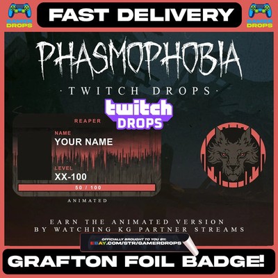 Phasmophobia TWITCH DROPS - Grafton Fol Badge - Graton Foil Card - RARE - FAST