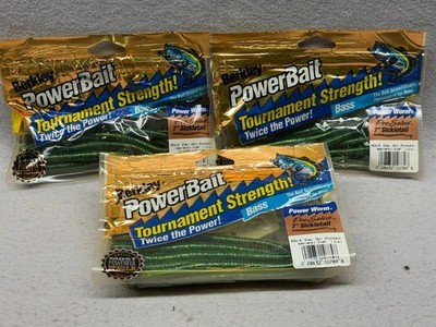 Obsolete Vintage Berkley 7'' Power SickletailTournament Strength Worms (3) 10 pks