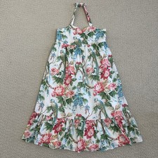 Janie and Jack Halter Dress Girls Size 8 Bird Floral Ruffle Trim Cotton Summer