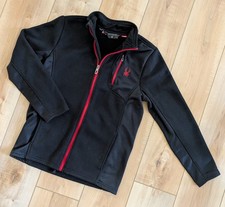 Spyder Full Zip Fleece Lined Black Red Ribbed Jacket Boys Youth Size XL 18/20
