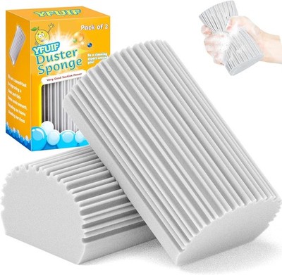 2-Pack Damp Clean Magic Sponge Eraser Duster for Home Cleaning