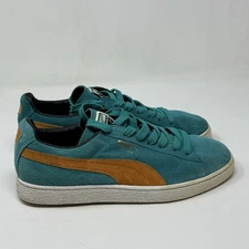 Puma Suede Classic Shoes Mens 10.5 Aqua Blue Orange Suede Preppy Skate Sneakers