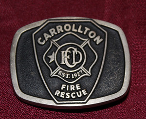 Carrollton Fire Rescue Belt Buckle Solid Bronze