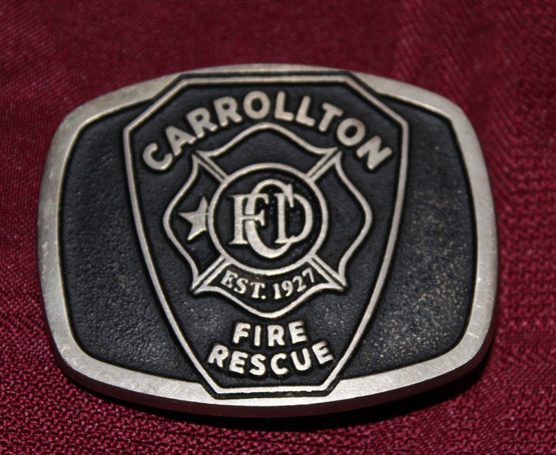 Carrollton Fire Rescue Belt Buckle Solid Bronze