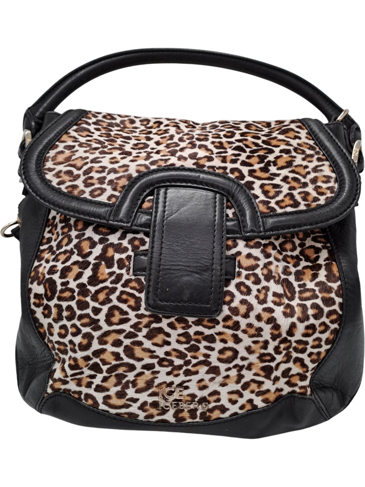 Ice Iceberg Leopard Pattern Leather Shoulder Bag … - image 1