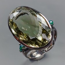 New gift 37 ct Natural Green Amethyst Ring 925 Sterling Silver Size 8 /R432234