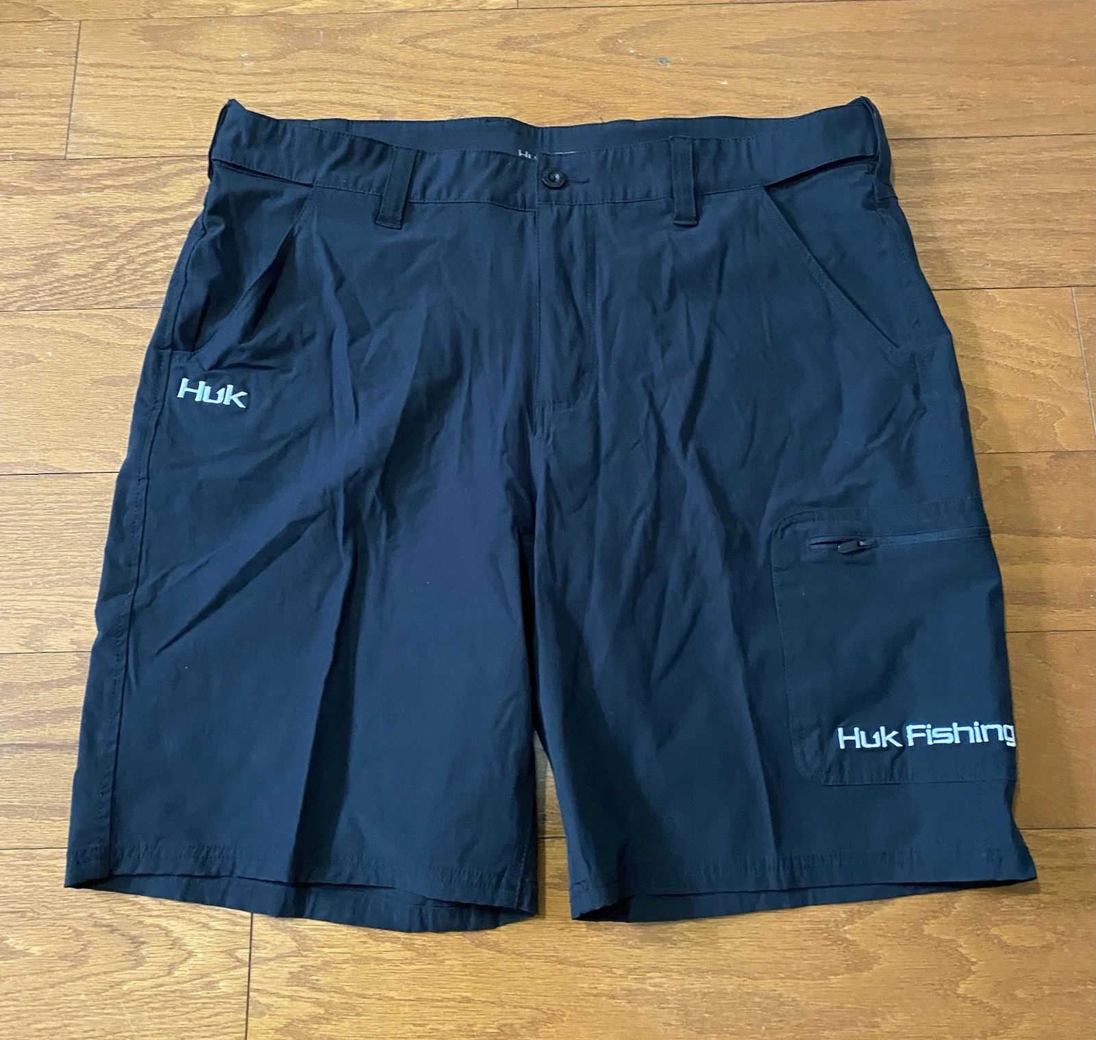 Huk Fishing Shorts Mens XXL Black Performance Stretch Cargo Outdoors Boating