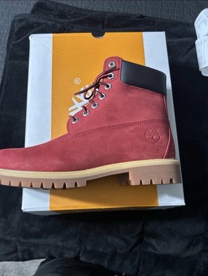 Timberland Men's Red Nubuck Boots Round Toe 9.5 