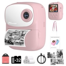 Kids Camera Instant Print for Kids with Mirror, HD Dual-Lens Selfie Digital C...