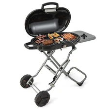 Portable Propane Grill Folding Gas Grill Griddle w/ Wheels & Side Shelf