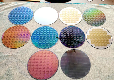 10 PC Lot Semiconductor Silicon 200mm 8'' Wafers with Die Chip Designs #TU1