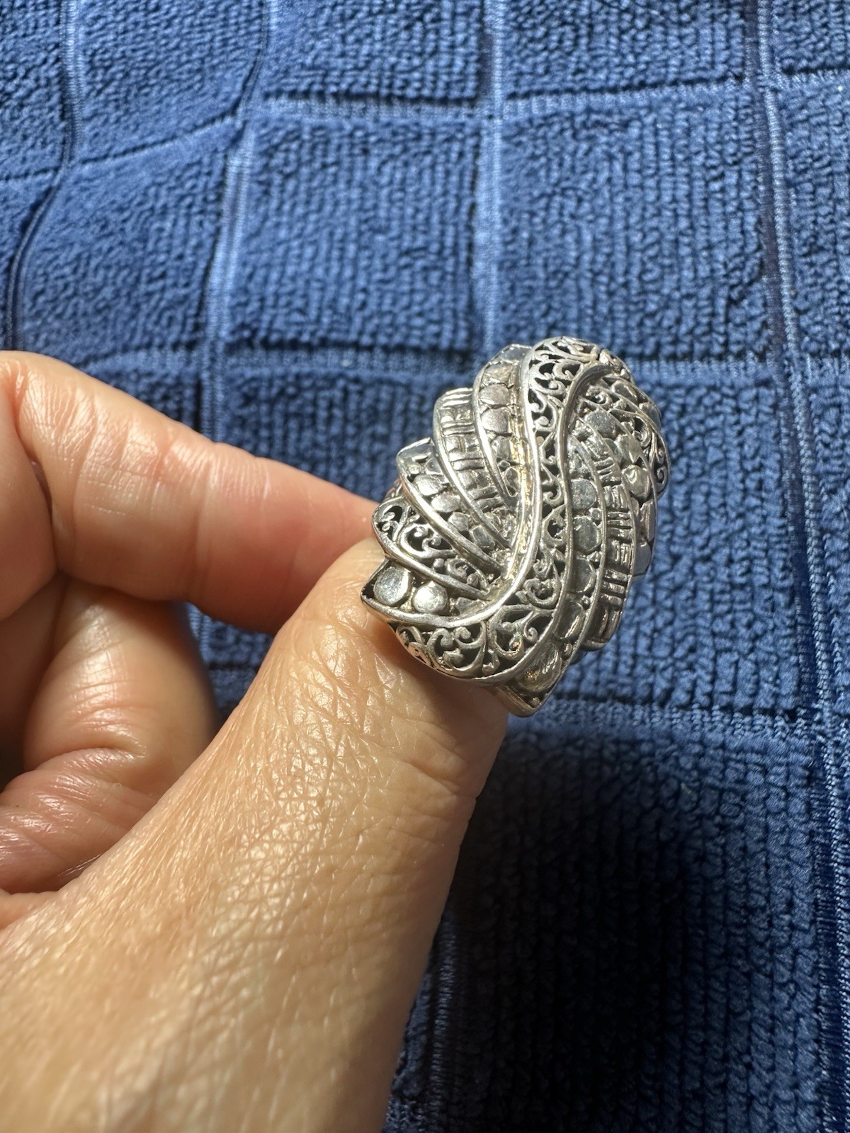 silver artisan large statement ring 7 RI-099 - image 2