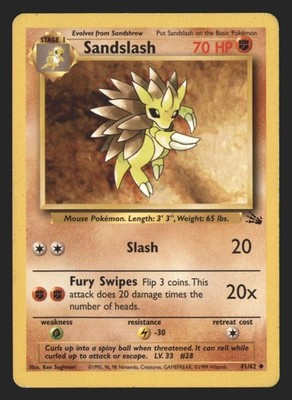 Pokemon Fossil Sandslash #41/62 WOTC Uncommon