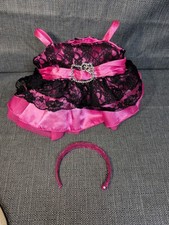 Build a Bear Hello Kitty Dress 35th Anniversary Colors Pink Black W/ Headband