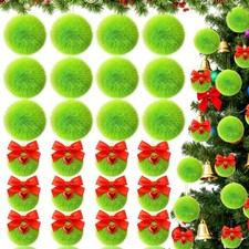 24 Pcs Lime Green Ball Christmas Ornaments for Xmas Tree 2 Size Christmas Han...
