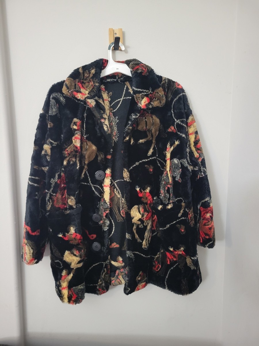 Vintage Unique Donnybrook black cowboy rodeo faux fur jacket | eBay