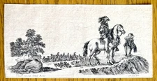 Etching on Paper By Stefano Della Bella "The Lost Rider Who Asks for His Way"