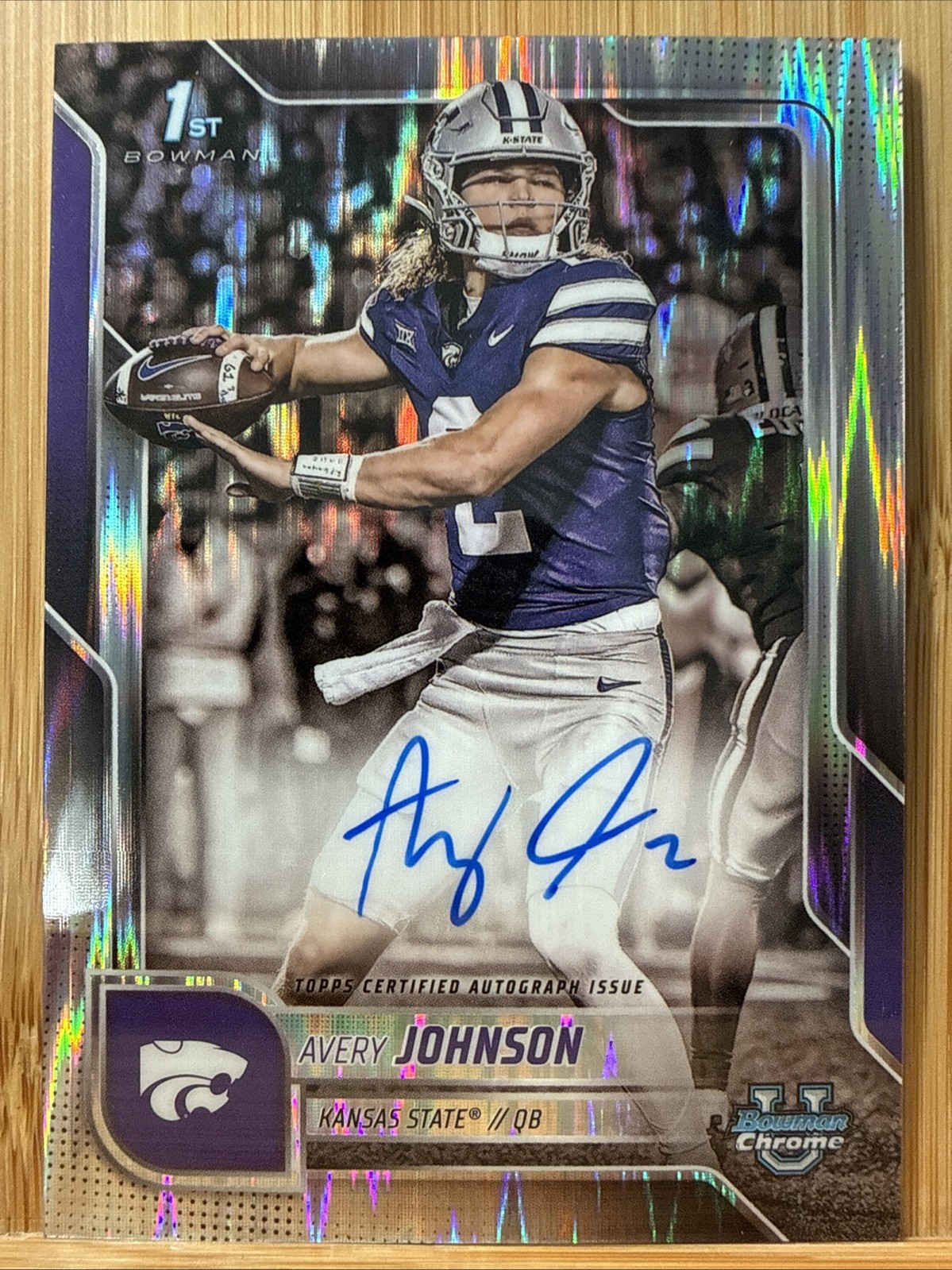 Avery Johnson 2025 Bowman U Chrome - 1st On-Card Stealth Auto #BCA-AJ - K-State