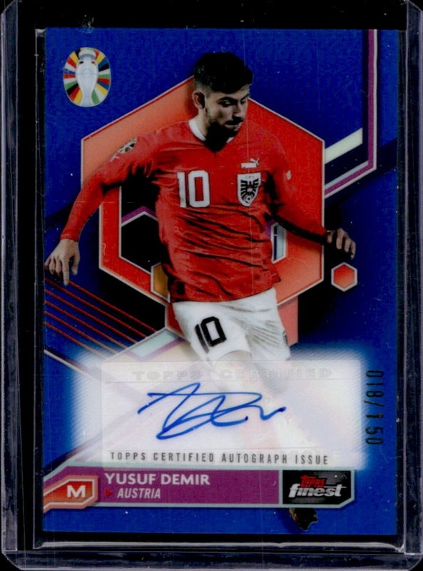 2023-24 Finest Road to EURO 2024 Yusuf Demir Card Auto Blue Refractor #/150