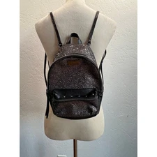 Victoria’s Secret Glitter Mini Backpack Black Studded Faux Leather
