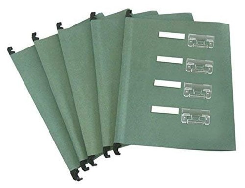 Cathedral Products A4 Green Manilla Suspension Files with Clip on Index Tabs 