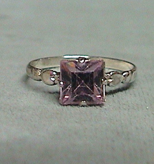 Vintage Sterling Silver Kiddiegem Ring Purple-Pink Stone Friendship