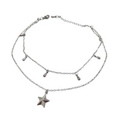 Stainless Steel Double Chain Anklet with a Star Charm