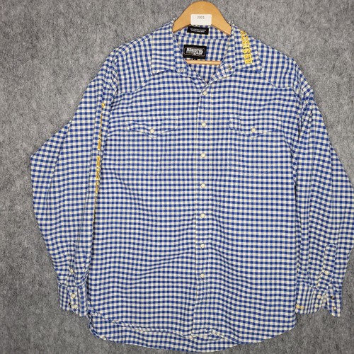 Resistol Rode Gear Mens Pearl Snap Shirt Size XL Blue Western Embroidered Logo