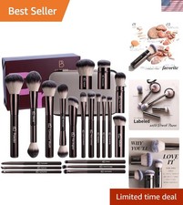 Professional Makeup Brushes With Travel Case - Kabuki Brush Eyeshadow Brush, ...