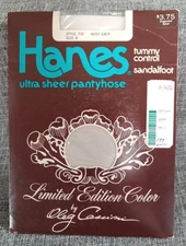 Vtg 1980 Hanes Oleg Cassini Pantyhose Size B Moss Gray Penn Traffic Tag NIP
