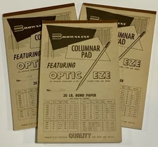 Lot Of 3 Vintage Brownline Columnar Pad Book For Home And Office