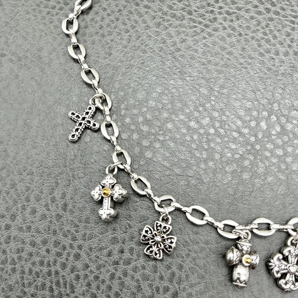 Brighton Charm Necklace Cross Eternity Religious Pendants Silver Tone Chain 16" - Image 3 of 4