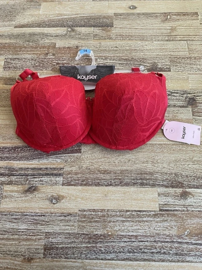 KAYSER After Dark Frenchy Balconette Bra Salsa Red Lace 14E 36E 36DDD BNWT - image 3 of 4