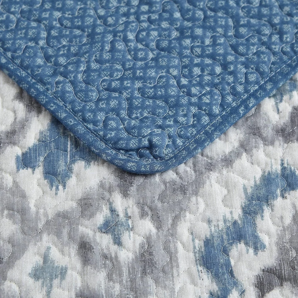 Tommy Bahama - Juego de Edredón Doble, Doble Reversible, Cabo Verde Gris Humo/Azul Foto 4 de 4