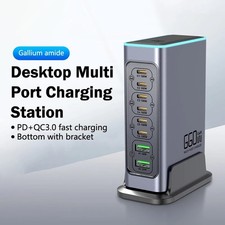 660W 8 Ports Multi USB Charger Type C PD Fast Charging Station For iPhone Laptop